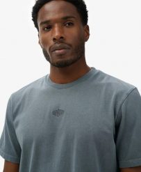 Superdry Micro Logo T-Shirt z organicznej bawełny, krój Loose. Niebieskie t-shirty damskie Superdry., uniwersalny, bez wzorów, z bawełny, bez kołnierzyka. Za 162.75 zł.