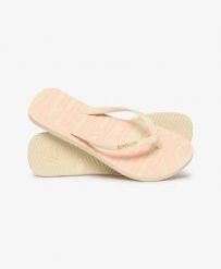 Superdry Klapki Core Logo z gumy – RICE WHITE/CORAL. Białe klapki damskie Superdry., bez wzorów, bez obcasa. Za 134.00 zł.