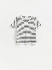Bawełniany t-shirt - wielobarwny. T-shirty damskie Reserved, l, bez wzorów, z bawełny, bez kołnierzyka. Za 59.99 zł.