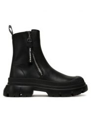 KARL LAGERFELD Botki KL43565 Czarny. Czarne botki damskie Karl Lagerfeld, ze skóry, bez obcasa, na płaskiej podeszwie, bez zapięcia. Za 889.99 zł.