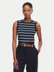 Tommy Hilfiger Top Multistripe WW0WW50025 Granatowy Slim Fit. Niebieskie topy damskie Tommy Hilfiger, l, bez wzorów, z bawełny, bez ramiączek. Za 129.99 zł.