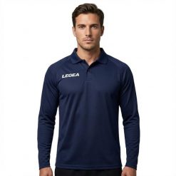 Męska Koszulka Polo Długie Rękawy Bieganie Kluczowe Cechy Niebieska. Niebieskie t-shirty sportowe męskie Legea, m, z bawełny, bez ramiączek, do biegania. Za 56.00 zł.