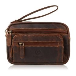 Saszetka męska brązowa skórzana do ręki vintage Paolo Peruzzi T-130-HBR. Brązowe saszetki męskie ze skóry. Za 129.00 zł.