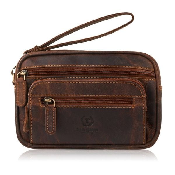 Saszetka męska brązowa skórzana do ręki vintage Paolo Peruzzi T-130-HBR. Brązowe saszetki męskie ze skóry. Za 129.00 zł.