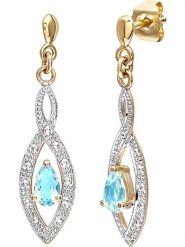 Diamant Exquis Złote kolczyki-wkrętki z diamentami rozmiar: onesize. Niebieskie kolczyki damskie Diamant Exquis, z diamentem, złote. Za 1,087.99 zł.