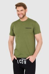 DSQUARED2 Zielony bawełniany t-shirt z małym logo. Zielone t-shirty męskie Dsquared2, l, bez wzorów, z bawełny, bez kołnierzyka. W wyprzedaży za 599.99 zł.