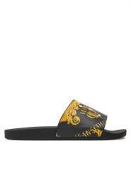 Versace Jeans Couture Klapki 77VA3SQ3 ZS834 Czarny. Czarne klapki damskie Versace Jeans Couture, bez wzorów, z jeansu, bez obcasa. Za 379.99 zł.