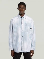 G-Star Koszula - Oversized fit - w kolorze biało-niebieskim rozmiar: M. Niebieskie koszule męskie G-Star, m, bez wzorów, z bawełny, bez kołnierzyka, bez ramiączek. Za 329.95 zł.