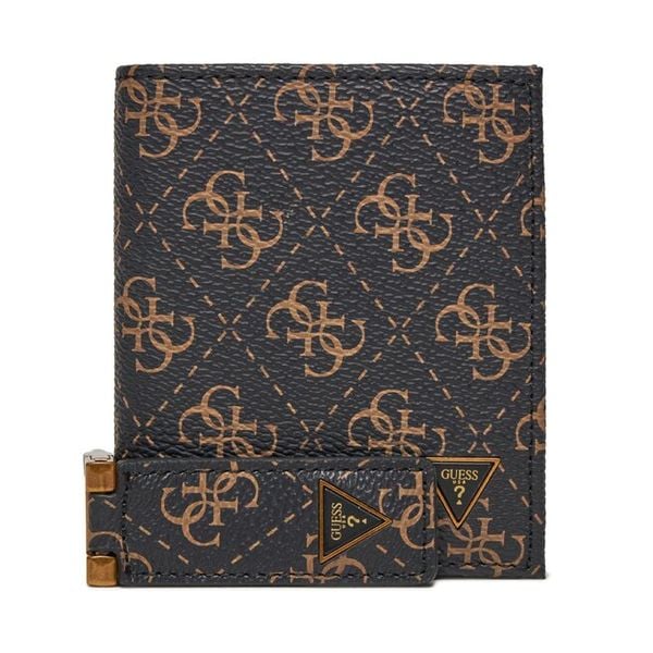 Zestaw portfel i brelok Guess. Brązowe portfele męskie Guess, z aplikacjami. Za 359.99 zł.