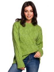 Be Wear Sweter w kolorze zielonym rozmiar: S/M. Zielone swetry klasyczne damskie Be Wear, m, z wełny, bez kołnierzyka. Za 162.87 zł.