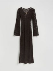 Sukienka plażowa - ciemnobrązowy. Brązowe sukienki damskie Reserved, na co dzień, l, bez wzorów, z tkaniny, bez kołnierzyka, bez ramiączek, proste. Za 169.99 zł.