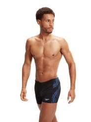 Speedo Kąpielówki "Eco+ Tech" w kolorze czarno-niebiesko-błękitnym rozmiar: 8. Czarne kąpielówki męskie Speedo, bez wzorów, z materiału. Za 124.95 zł.
