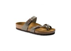 Klapki Birkenstock Mayari Damskie. Szare klapki damskie Birkenstock, bez wzorów, z materiału, bez obcasa. Za 691.00 zł.