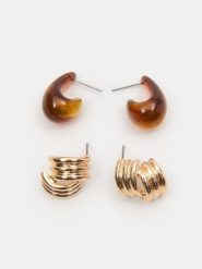 Kolczyki z błyszczącym wykończeniem 2 pack - wielobarwny. Kolczyki damskie Sinsay. Za 12.99 zł.