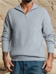 Prążkowany sweter - szary. Szare swetry klasyczne damskie Sinsay, l, bez wzorów, prążkowane, bez kołnierzyka. Za 79.99 zł.