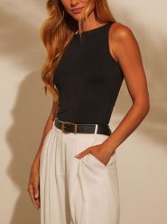 Milan Kiss Top w kolorze czarnym rozmiar: L. Czarne topy damskie Milan Kiss, l, bez wzorów, z bawełny, bez kołnierzyka. Za 113.99 zł.