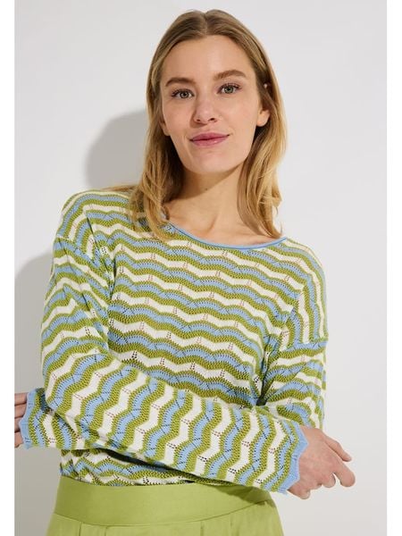 More & More Sweter w kolorze zielono-białym rozmiar: 38. Zielone swetry klasyczne damskie MORE & MORE, bez kołnierzyka. Za 124.95 zł.