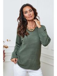 So Cachemire Sweter "Ianaz" w kolorze khaki rozmiar: XL. Brązowe swetry klasyczne damskie So Cachemire, xl, ze splotem, bez kołnierzyka. Za 152.26 zł.