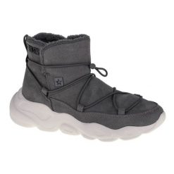 Buty Big Star Shoes II274264 szare. Szare botki damskie z syntetyku, retro, bez obcasa, bez zapięcia. Za 236.19 zł.