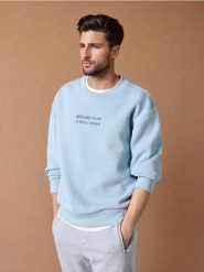 Bluza - błękitny. Niebieskie bluzy bez kaptura męskie Sinsay, l. W wyprzedaży za 17.99 zł.