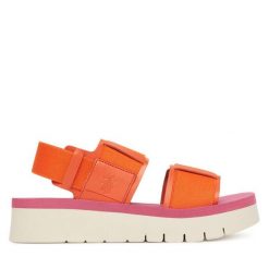 Sandały Fly London. Brązowe sandały damskie Fly London, bez wzorów, bez obcasa, na płaskiej podeszwie. Za 229.99 zł.
