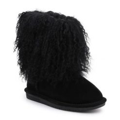 Buty BearPaw Boo Youth 1854Y czarne. Czarne botki dziewczęce bez wzorów, z futra, bez ramiączek. Za 613.11 zł.