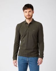 WRANGLER LS REFINED POLO MĘSKA KOSZULKA POLO IVY GREEN W7MRKHXIX 112141600. Zielone koszulki polo męskie Wrangler, m, bez wzorów, bez ramiączek. Za 99.99 zł.