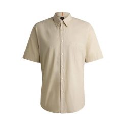 Koszula męska BOSS Relegant_6-short_M Light Beige (50537331-271). Brązowe koszule męskie Boss, m, bez wzorów, bez kołnierzyka, bez ramiączek. Za 249.00 zł.