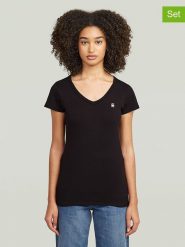 G-Star Koszulki (2 szt.) w kolorze czarnym rozmiar: M. Czarne t-shirty damskie G-Star, m, bez wzorów, z bawełny, bez kołnierzyka. Za 114.17 zł.