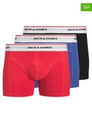 Jack & Jones Bokserki (3 pary) "Jackayden" w kolorze błękitno-czarno-czerwonym rozmiar: S. Czarne bokserki męskie Jack & Jones, bez wzorów, z bawełny. Za 74.63 zł.