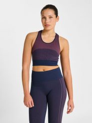 Króki top bez szwów damski Hummel. Niebieskie topy sportowe damskie HUMMEL, l, bez wzorów, z materiału, bez ramiączek. Za 219.50 zł.
