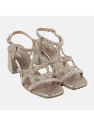 Lazamani Skórzane sandałki w kolorze złotym na obcasie rozmiar: 37. Żółte sandały damskie Lazamani, bez wzorów, bez obcasa, na koturnie. Za 167.27 zł.