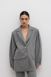 Wełniana marynarka w kolorze SZARYM - CADIZ-M/L. Szare marynarki i żakiety damskie Marsala, l, bez wzorów, z acetatu, eleganckie. W wyprzedaży za 479.96 zł.