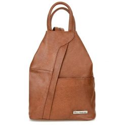 Koniak Polski Plecak Damski Skórzany Trójkąt Pojemny Q60. Brązowe plecaki damskie bez wzorów. Za 199.90 zł.