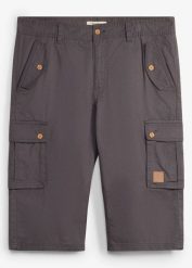 Bermudy bojówki, regular fit. Szare szorty męskie bonprix, bez wzorów. Za 127.99 zł.