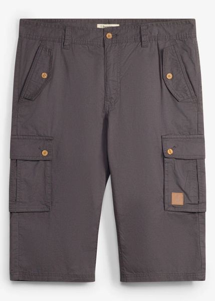 Bermudy bojówki, regular fit. Szare szorty męskie bonprix, bez wzorów. Za 127.99 zł.