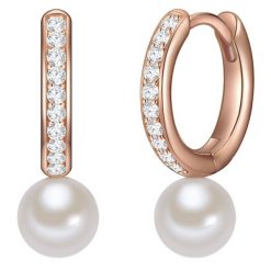Valero Pearls Srebrne kolczyki kreole srebro wysokiej próby Cyrkonia Perła hodowlana słodkowodna żółte złoto Kolczyki koła 1 ct Damski. Szare kolczyki damskie Valero Pearls, z cyrkonią, pozłacane. Za 398.99 zł.