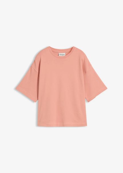 T-shirt o pudełkowym kroju z grubej bawełny organicznej. Brązowe t-shirty damskie bonprix, bez wzorów, z bawełny, bez kołnierzyka. Za 59.99 zł.