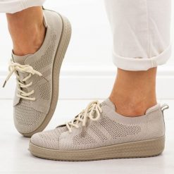 Beżowe sportowe buty damskie News 9952. Brązowe buty sportowe na co dzień damskie NEWS, bez wzorów, z dresówki, trekkingowe. Za 129.00 zł.