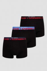 KARL LAGERFELD Komplet czarnych bokserek 3PACK. Czarne bokserki męskie Karl Lagerfeld, bez wzorów. W wyprzedaży za 129.99 zł.