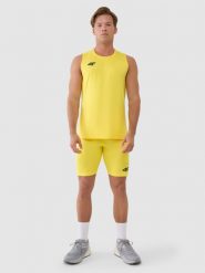 4F Legginsy krótkie treningowe męskie - żółte L. Żółte spodnie sportowe męskie 4f, z dzianiny. Za 109.99 zł.