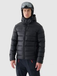 4F Kurtka narciarska puchowa z naturalnym wypełnieniem - czarna XXL. Czarne kurtki męskie 4f, m, bez wzorów, z dzianiny, z kapturem, narciarskie. Za 699.99 zł.