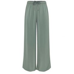 Spodnie Deha Satynowe Spodnie Palazzo Damskie. Zielone spodnie materiałowe damskie Deha, bez wzorów, z materiału, eleganckie. Za 429.99 zł.
