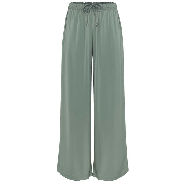 Spodnie Deha Satynowe Spodnie Palazzo Damskie. Zielone spodnie materiałowe damskie Deha, bez wzorów, z materiału, eleganckie. Za 429.99 zł.