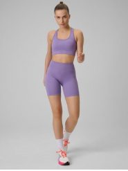 Legginsy do biegania krótkie damskie z wysokim stanem. Czerwone legginsy damskie 4f, l, bez wzorów, z dzianiny. Za 89.99 zł.
