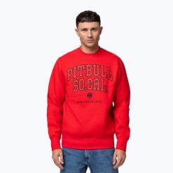 Bluza męska Pitbull So Cal Crewneck. Czerwone bluzy bez kaptura męskie PITBULL, bez wzorów, z bawełny, klasyczne, bez kołnierzyka, bez ramiączek. Za 149.99 zł.