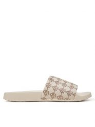 DKNY Klapki Zella K2533210 Beżowy. Brązowe klapki damskie DKNY, bez wzorów, z materiału, bez obcasa. Za 169.99 zł.