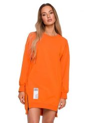 Made of emotion Sukienka dresowa w kolorze pomarańczowym rozmiar: XXL. Pomarańczowe sukienki damskie Made Of Emotion, na co dzień, xxl, z aplikacjami, z dresówki, z asymetrycznym kołnierzem, bez ramiączek, mini, asymetryczne. Za 219.99 zł.