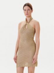 Guess Sukienka dzianinowa W5YK34 Z24F0 Złoty Slim Fit. Żółte sukienki damskie Guess, s, z aplikacjami, z dzianiny, bez kołnierzyka, bez ramiączek. Za 799.99 zł.
