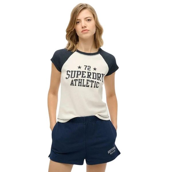 Koszulka damska z rękawami raglanowymi Superdry Athletic Essentials. Białe t-shirty damskie Superdry., xl, bez wzorów, z materiału, bez ramiączek. Za 139.50 zł.